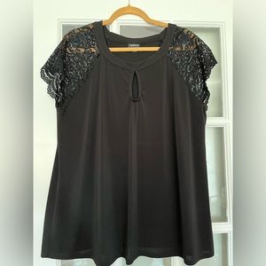 Torrid Black Lace Keyhole Top 2 NWOT